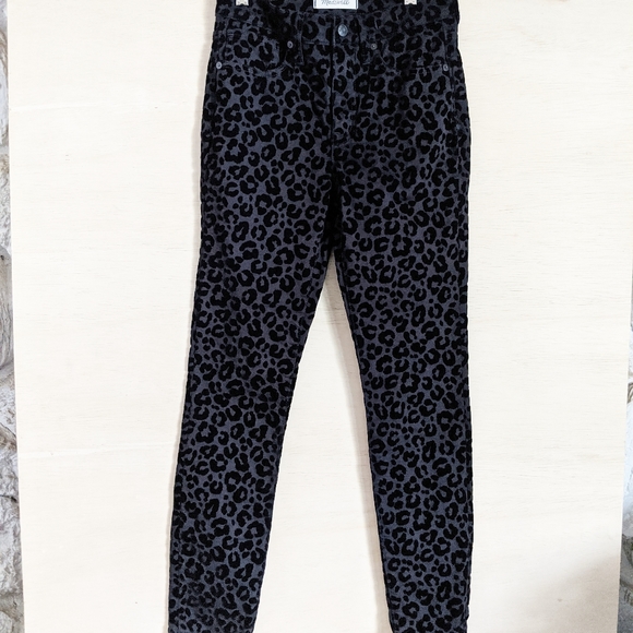 NWT MADEWELL 9" Mid Rise Black Leopard Skinny Jean - Picture 12 of 16